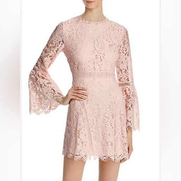 DO+BE Pink Bell Sleeve Lace Mini Dress Sz Med - Picture 2 of 12